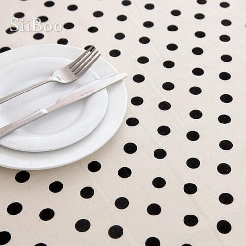 Modern simplicity Cotton black dot rectangular tablecloth 140*220cm coffee table cloth Mantel de lino de algodón SP5750