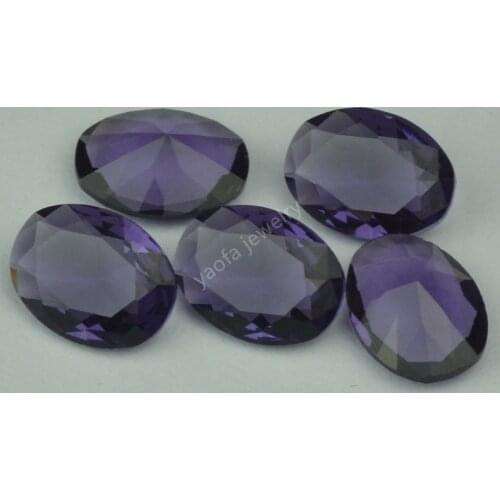 Sale 3x5~13x18mm 5A Purple Color Glass Gems Oval Shape Cut Loose Synthetic Violet Glass Stone For DIY Jewelry Making