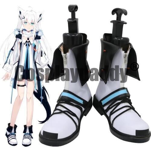Japanese Virtual Youtuber Vtuber Hololive Shirakami Kurokami Fubuki chan Fubuking Fourth Ver. Cosplay Shoes Mid Calf Boots C006