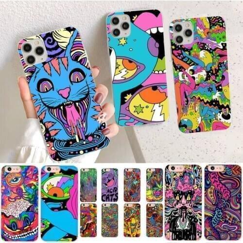 YNDFCNB Colourful Psychedelic Trippy Art Phone Case for iPhone 11 12 pro XS MAX 8 7 6 6S Plus X 5S SE 2020 XR case