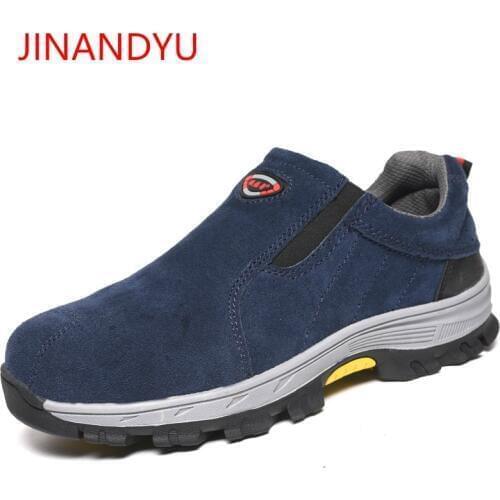 Autumn Safety Work Shoes for Men Steel To Cap Crashproof Boots Seed Mesh Lining Breathable Puncture Proof Inside Sole Sneakers