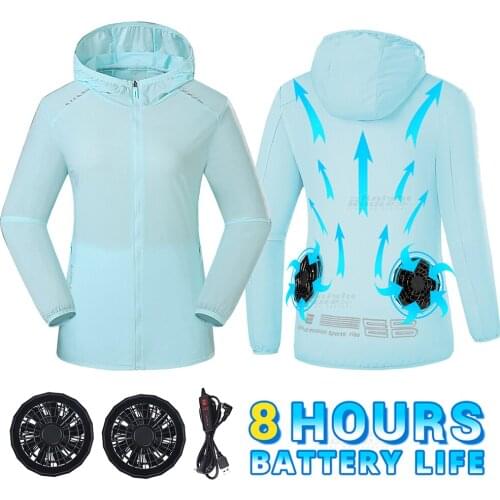 Summer Cooling Fan Jacket Fishing Running Windbreaker Women Camping USB Power Supply Cycling Hiking Air Conditioning Clothing