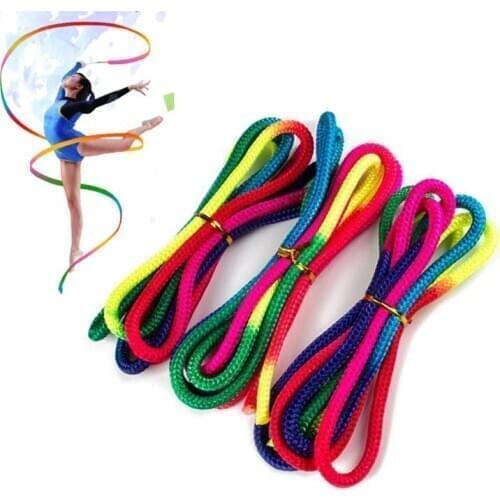 10mm*3m Solid color Gradual Change Artistic Gymnastics Rope Training Competition Special Gymnastics Ribbons Professional Sport