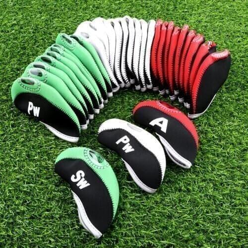 10Pcs Golf Club Iron Head Covers Golf Iron Headcovers Neoprene Transparent Window Golf Club Iron Head Protector Golf Accessories