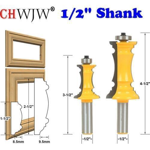 2PC 1/2" Shank Mitered Door & Drawer Molding Router Bit Set Line knife Woodworking cutter Tenon Cutter for Woodworking Tools