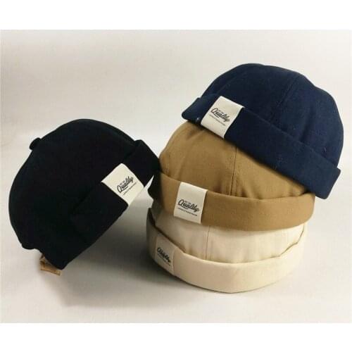 2021 Vintage Quality patch Landlord cap For Men Women Breathable Beanie Hip Hop Sailor cap Adjustable Brimless Retro Skull cap