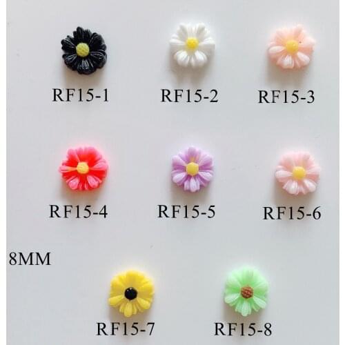 3D 30pcs/bag Resin 8MM Different-Color Sunflower Decoration Nail Art Decorations Nail art Resin Deco