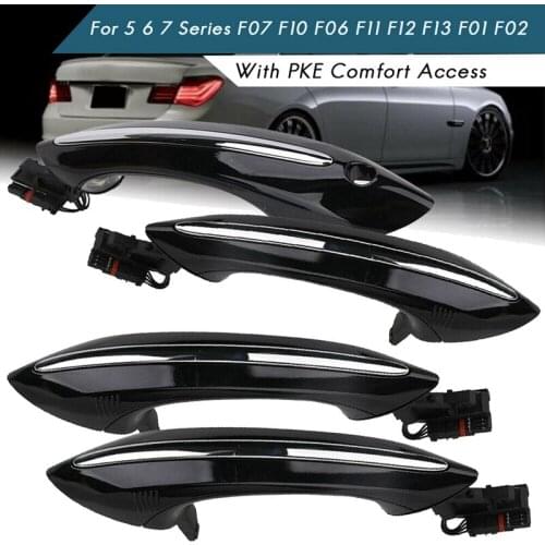4X Black Outer Outside Exterior Comfort Access Door Handle Set For-BMW 5 6 7 Series F07 F10 F11 F06 F12 F13 F01 F02