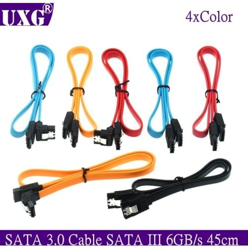 5PCS Sata 3.0 7pin Data Cable Super Speed SSD HDD Sata III Right Angle Hard Disk Drive for ASUS Gigabyte MSI Motherboard 45cm