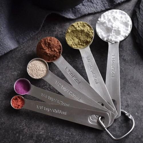 6Pcs Measuring Spoons Stainless Steel Measuring Tools Kitchen Measuring Spoon Set Tablespoon Spice Coffee Scoop Kitchen Gadgets