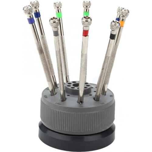 9Pcs 0.6mm-2.0mm Watch Screwdriver Kit Tools for Watch Repairing NO.5978 for Watch Maker Work Replacing Bits Set