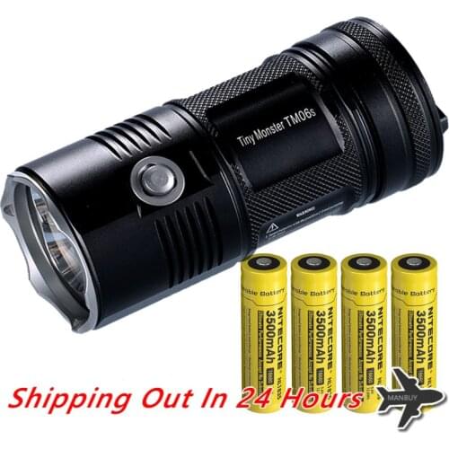 Free Shipping Nitecore TM06S + 4x 18650 Rechargeable Batteries SEARCH FLASHLIGHT CREE U3 LED 4000LM Beam Distance 359Meter Torch