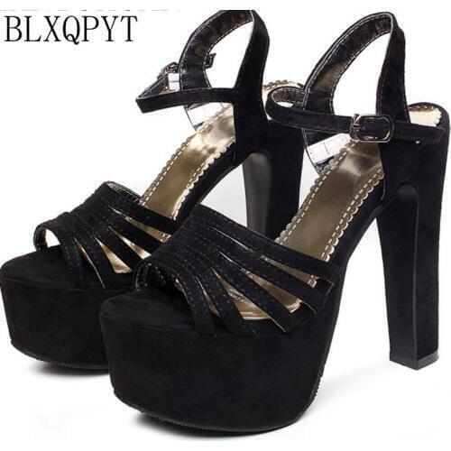 BLXQPYT Big Size 31- 48 leather Sandals Ladies Fashion Dress Sexy High Heels(14.5CM) Women Party wedding shoes woman pumps 206