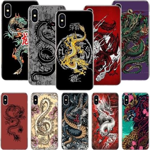 Asian Dragons Animal Tattoo Phone Case For iPhone 11 12 Pro XS XR X Max 7 8 6 6S Plus Mini + 5 SE Pattern Customized Coque Cover