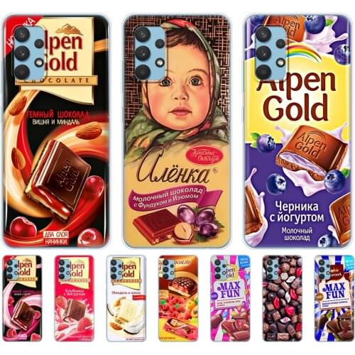 Case For Samsung Galaxy A32 A42 A52 A72 4G 5G S21 plus Note 20 ultra phone back Cover coque bumper alenka bar chocolate
