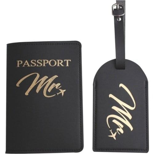 D0LF Bride Groom Married Wedding Honeymoon Passport Cover Holder Case Organizer ID Card Travel Protector Organizer