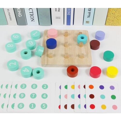 Wooden Bottle Cap Matching Challenge Game Color Number Cognition Fine Motor Training Montessori Educational Toy For Children