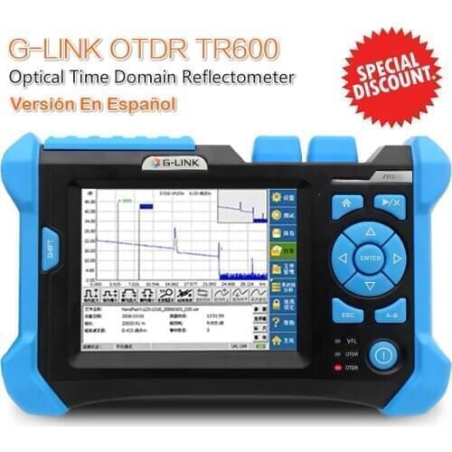 G-LINK OTDR TR600 Optical Fiber Tester Optical Time Domain Reflectometer SingleMode 1310nm|1550nm 36|34dB with Spanish Language