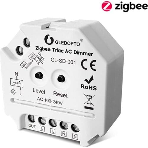GLEDOPTO Zigbee Smart AC Traic Dimmer Switch Module 2.4G RF Wireless Remote Control Switch Relay Compatible Echo Smartthings Hub