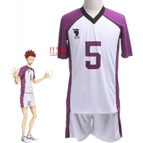 Anime Haikyuu Cosplay Costume Jersey Shiratorizawa Academy Uniforms Summer Tendo Satori Sportwear T-shirt No.5 Breathable Suit