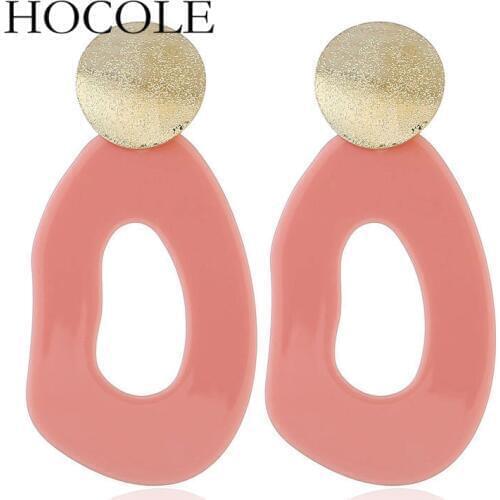 HOCOLE Fashion Big Black Blue Yellow Geometric Drop Earrings For Women Girls Alloy Acrylic Geometric Earrings Ethnic Jewelry