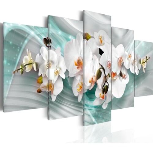 Pictures Home Decor 5 Set Prints Wall Art Fresh White Magnolia Flower Modular Poster Delicate Painting Canvas For Bedroom Frame