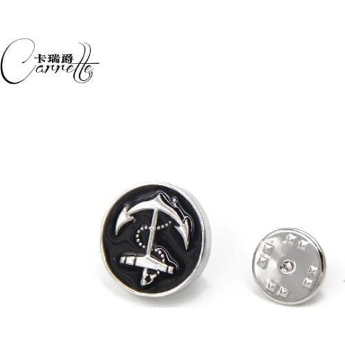 Classic Black Round Boat Anchors Brooches Neck Buckle Wedding Dresses KLJ1056