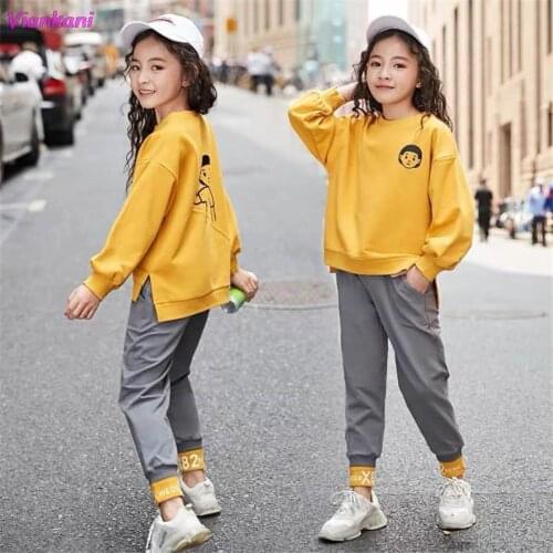 Kids Clothes Set Fashion Teen Girls Tracksuits 2021 Autumn Spring 2pcs Children Sport Suits Girls Clothes Size 9 10 11 12 Years