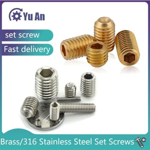 DIN916 Brass Machine Rice Screw Rosh Environmental Protection Copper Headless Hexagonal Tight Top Wire Stop M3-M10 10Pcs