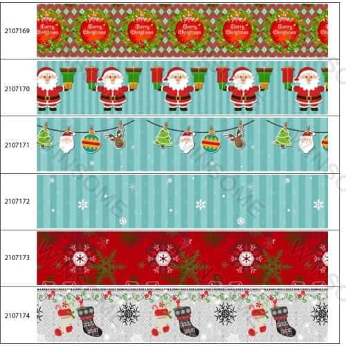 Christmas Themed Grosgrain Ribbon Cartoon Print Suitable for Diy Bowknot Gift Wrapping Handicrafts 10 Yards