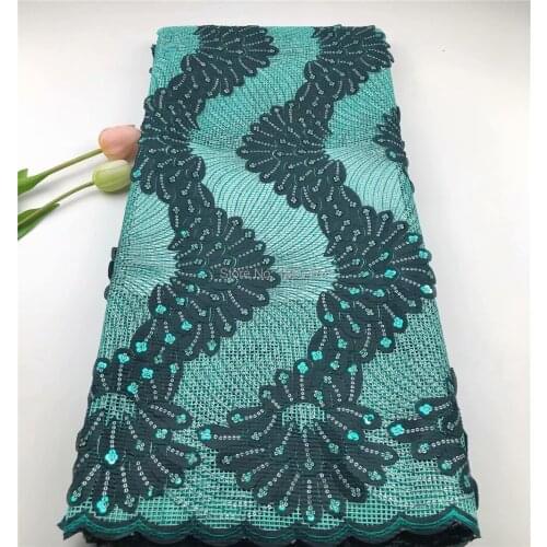 Laser Cutting Sequins Lace Fabrics French Mesh Lace Fabric High Quality Sequence Fabrics Nigerian Net Lace For Wedding Party HSF