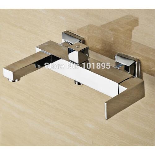 L16809 Wall Mounted Chrome Finishing Brass Material Exposed Square Bath Shower Faucet