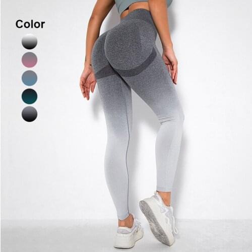 Women Leggings Gradient Seamless Yoga Pant High Waist Sports Fitness Legging Gym Scrunch Butt Running Training Tights Sportswear