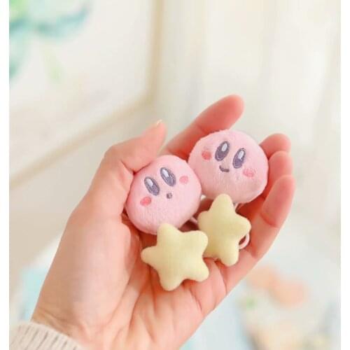 Kawaii Kirby Doll Toy Pink Powder Five-Pointed Star Plush Star Hair Rope Hair Tie Hair Accessories Rubber Band