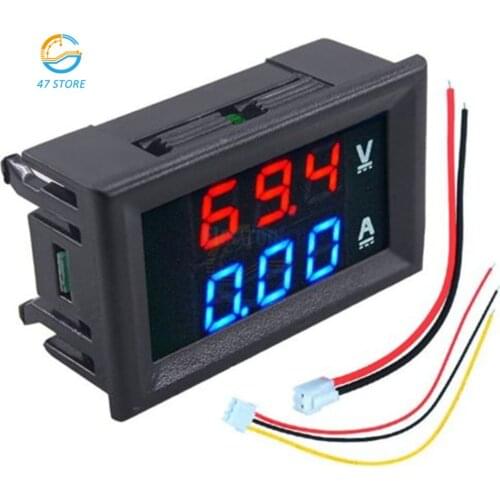 Mini Digital LED Display DC 100V 10A Voltmeter Car Ammeter Ampermeter Panel Amp Current Voltage Meter Tester and 50A 75mV Shunt