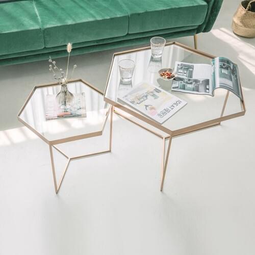 Louis Fashion Tea Table nordic triangle glass sofa modern simple living room household iron art