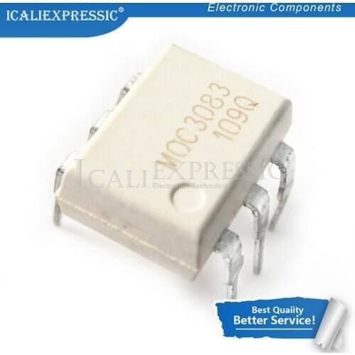 10PCS MOC3083 M0C3083 EL3083 DIP-6 Triac & SCR Output Optocouplers 800VDRM IFT=5mA 6 Pin Optocoupler New original In Stock
