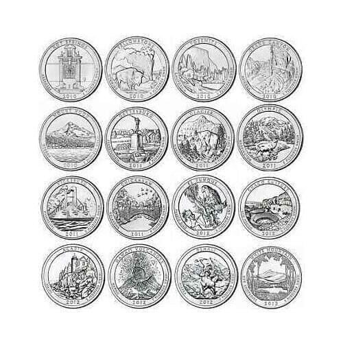 Full Set 50 Pcs USA United States National Park Commemorative Coins Unc Real Original Coin with Original Album