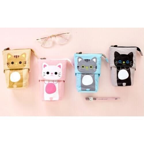 Lovely Cute canvas Pencil Bag Kawaii Stationery Cartoon Children Pen Case Pencil Holder Lovely Student Kid Gift