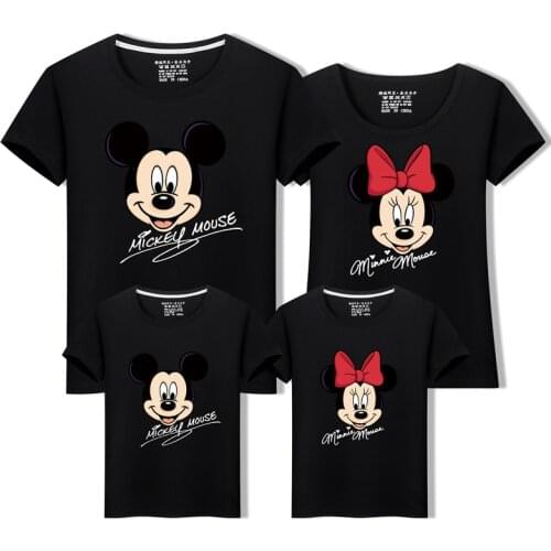 Summer Matching Family Outfits Mickey Mouse Minnie Short Sleeve T Shirt Mom and Me Family Look Dad Son Outfits Couple Clothes