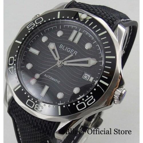 BLIGER Brand Super Luminous Automatic Mens Watch With Date Indicator With Rubber Strap