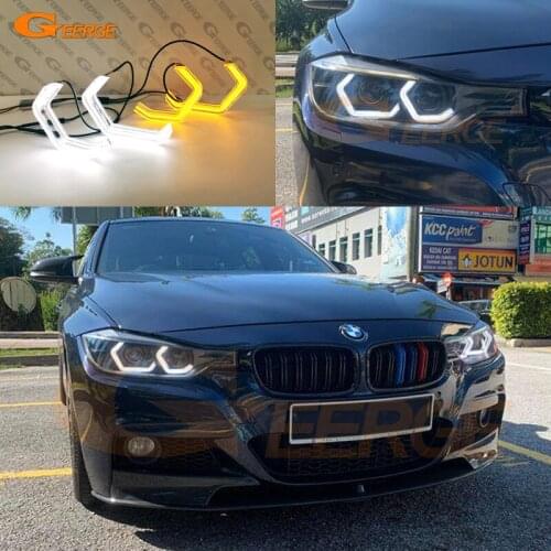 For BMW 3 Series F30 F31 F34 F35 F80 F81 M3 Super Bright led 3D Hexagon Angel Eyes halo rings M4 Iconic Style crystal Day light