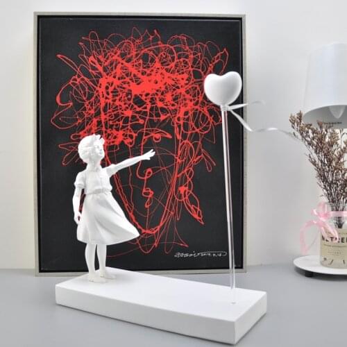 Girl and Heart Balloon Inspired by Banksy Artwork Modern Sculpture Home Decoration Statue House Decor England Art Nordic Style