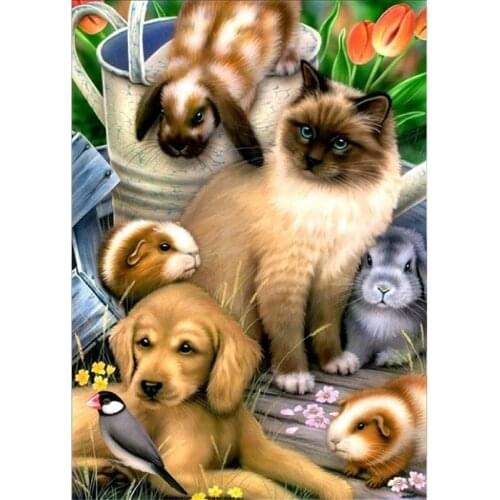 Embroidery Square/round Diy Diamond Painting Cross Stitch Kits Dog Picture Mosaic Year Home Decoration Christmas