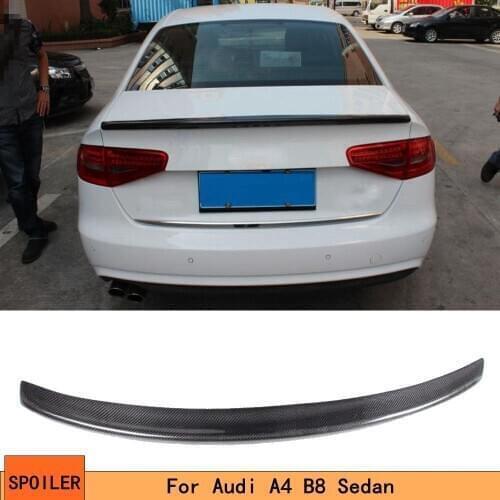 Carbon Fiber Rear Trunk Boot Spoiler Wing Lip For Audi A4 B8 Sedan Non-Sline 2009-2015