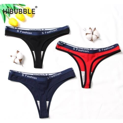 Womens Cotton G-String Thong Panties String Underwear Women Briefs Sexy Lingerie Pants Intimate Ladies Letter Low-Rise Underwea