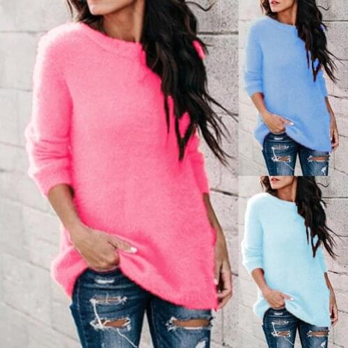 Chic Women Autumn Solid Color O Neck Long Sleeve Knitwear Plus Size Sweater Womens Clothing свитера женские 2020 pull femme