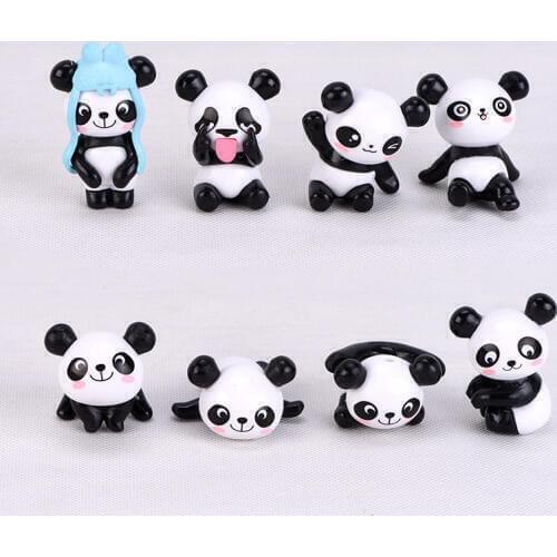 4Pcs Cartoon Animal Action Figures Toys Football Panda Miniatures Fairy Garden Decoration Moss Terrarium Micro Landscape