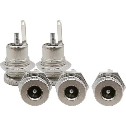 5Pcs DC099 5.5mm x 2.1mm DC Power Supply Jack Socket DC-099 5.5 * 2.1mm Threaded Metal Charging Female Panel Mount Connector