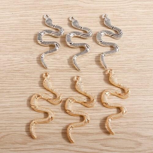5pcs/lot 25*53mm Metal Snake Cobra Charms Pendants Fit Necklaces Bracelets Handmade Craft Jewelry DIY Making